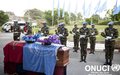 UNOCI pays tribute to a Moroccan peacekeeper who died in a road accident while transporting UNHCR tents to homeless people in Néko village, near Lakota (Abidjan, November 2015 )