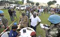  Ex-combatants voluntarily hand in their weapons in the presence of UNOCI peacekeepers and Ivorian forces