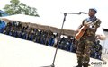 Medal parade ceremony for UNOCI’s Malawi Contingent : a guitar-playing peacekeeper entertains the gathering (Abidjan, May 2013)